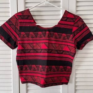 Trendy Red and Black Patterned Women's Top American apparel